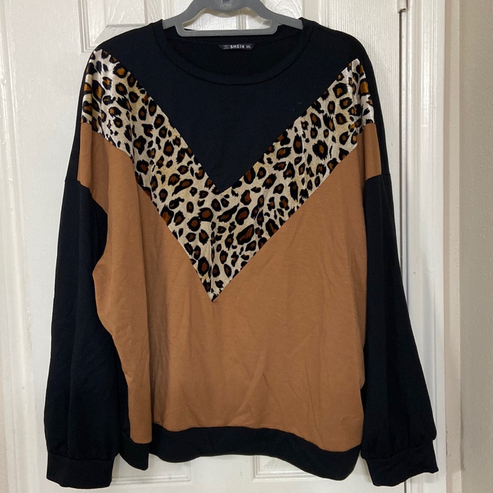 Shein Black and Leopard Sweater